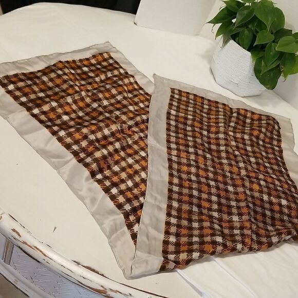 GLENTEX 100% SILK Scarf made in Japan Rectangles + vintage wool dress medium - Picture 11 of 13